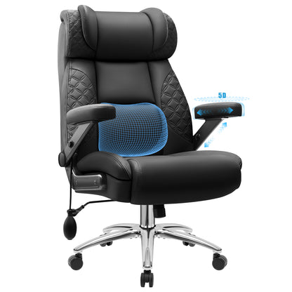 Model 310 Big and Tall Office Chair, Desk Computer Chair for Heavy People, Oversized Executive Gaming Chair, Extra Wide 500LBS Ergonomic Comfy Office Chair with Adjustable Lumbar Support & 5D Flip Arms