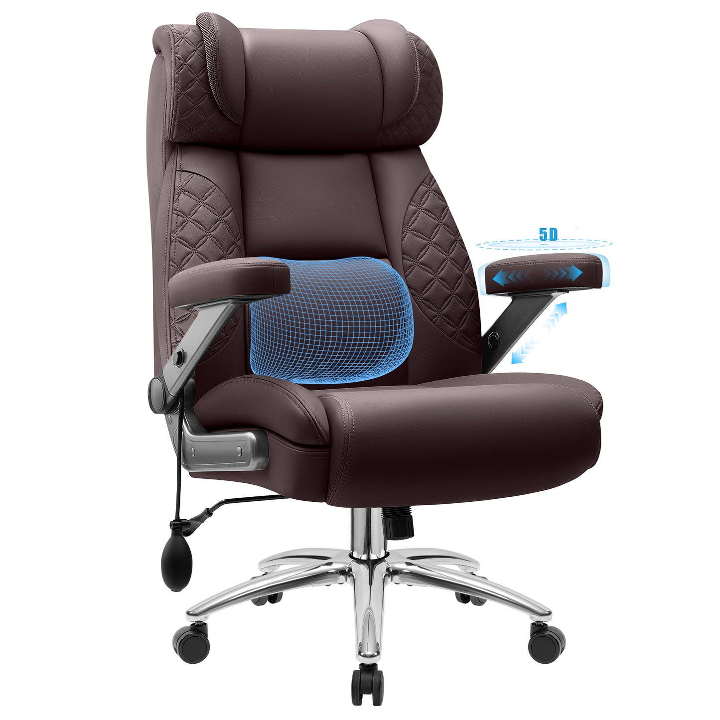 Model 310 Big and Tall Office Chair, Desk Computer Chair for Heavy People, Oversized Executive Gaming Chair, Extra Wide 500LBS Ergonomic Comfy Office Chair with Adjustable Lumbar Support & 5D Flip Arms