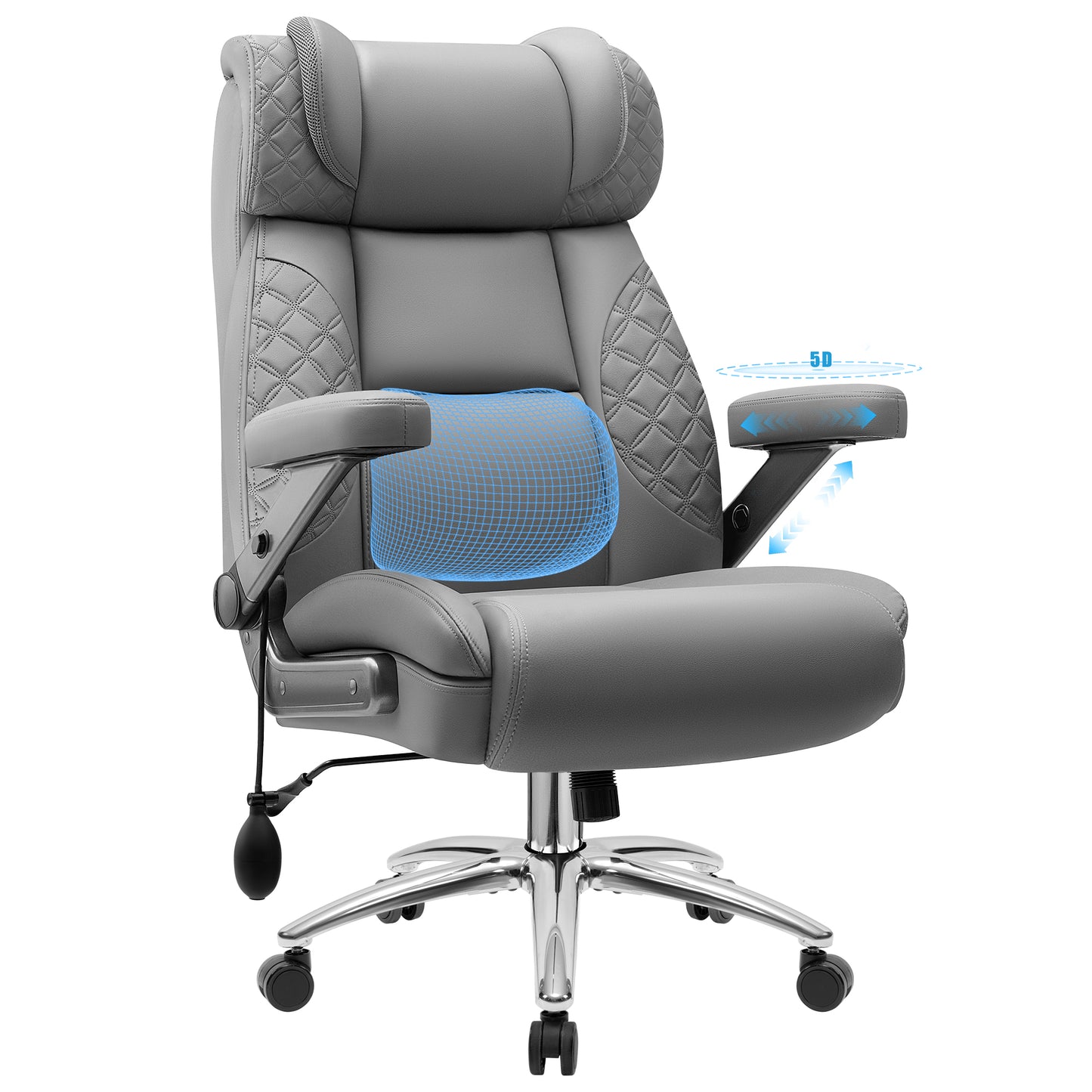 Model 310 Big and Tall Office Chair, Desk Computer Chair for Heavy People, Oversized Executive Gaming Chair, Extra Wide 500LBS Ergonomic Comfy Office Chair with Adjustable Lumbar Support & 5D Flip Arms