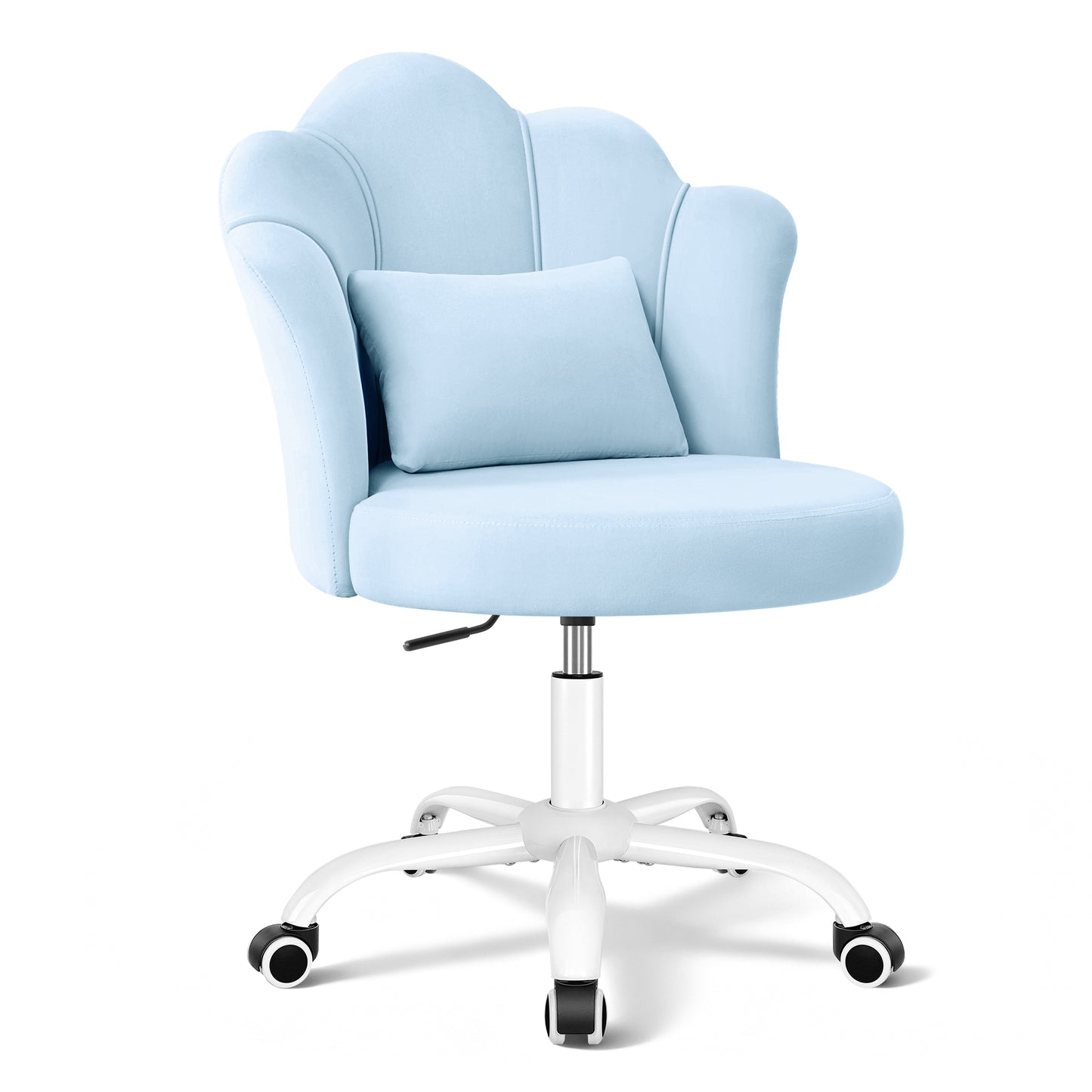 Model 1020 Petal Vanity Chair with Wheels, 3.15" Extra Thick Comfy Makeup Chair, Adjustable Modern Swivel Armless Desk Chair for Girls Women, Aesthetic Small Office Chair for Bedroom Dorm