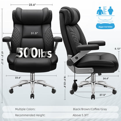 Model 310 Big and Tall Office Chair, Desk Computer Chair for Heavy People, Oversized Executive Gaming Chair, Extra Wide 500LBS Ergonomic Comfy Office Chair with Adjustable Lumbar Support & 5D Flip Arms