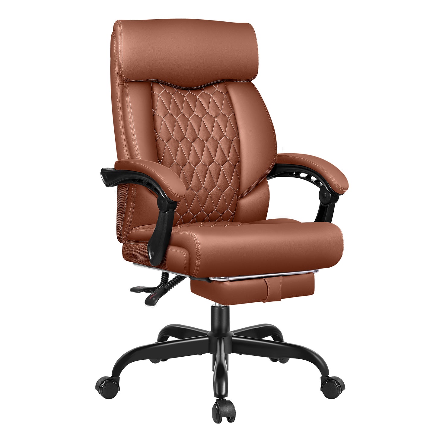 Big and Tall Office Chair with Footrest - Ergonomic High Back Leather Executive Computer Chair | Reclining Home Office Desk Chair with Lumbar Support