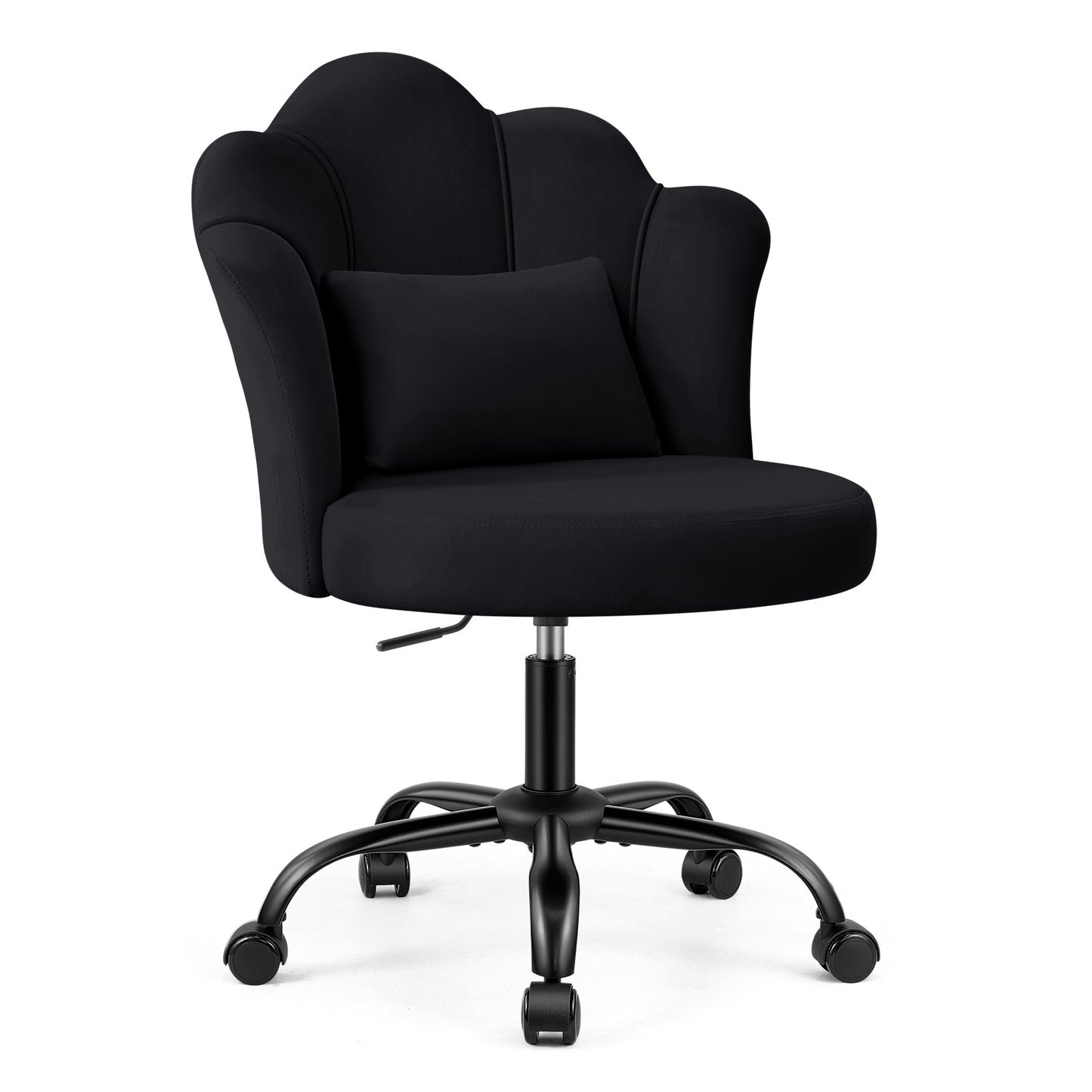 Model 1020 Petal Vanity Chair with Wheels, 3.15" Extra Thick Comfy Makeup Chair, Adjustable Modern Swivel Armless Desk Chair for Girls Women, Aesthetic Small Office Chair for Bedroom Dorm