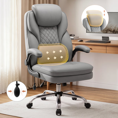 BestGlory Ergonomic Office Chair with Adjustable Lumbar Support & Headrest, Executive Computer Desk Chair with Double Seat Cushion, Big and Tall Gaming Chair for Lower Back Pain Relief