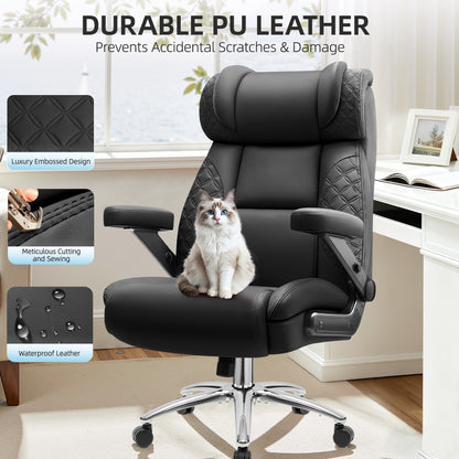 Model 310 Big and Tall Office Chair, Desk Computer Chair for Heavy People, Oversized Executive Gaming Chair, Extra Wide 500LBS Ergonomic Comfy Office Chair with Adjustable Lumbar Support & 5D Flip Arms