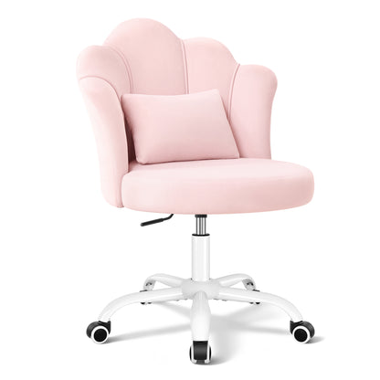 Model 1020 Petal Vanity Chair with Wheels, 3.15" Extra Thick Comfy Makeup Chair, Adjustable Modern Swivel Armless Desk Chair for Girls Women, Aesthetic Small Office Chair for Bedroom Dorm
