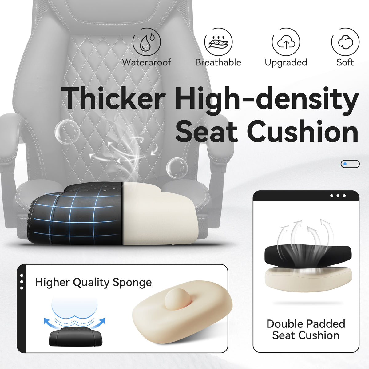 Office Chair, Executive Leather Chair High Back, Ergonomic Computer Desk Chair Lumbar Support, Big and Tall Office Chair with Footrest, Comfy Reclining Chair for Home Office